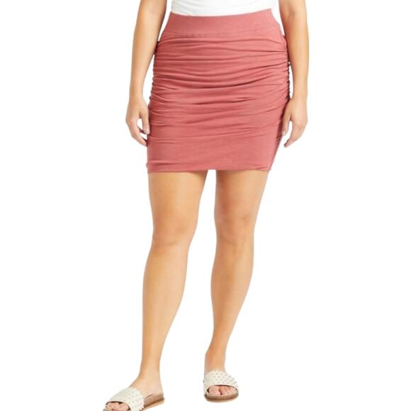 Sundry For Evereve Soleil La Lune Mauve Jam Ruched Mini Skirt Size 2 Medium New! - Picture 9 of 16